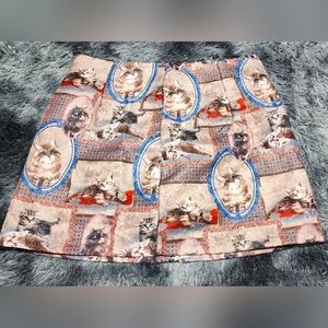 Cat print mini skirt